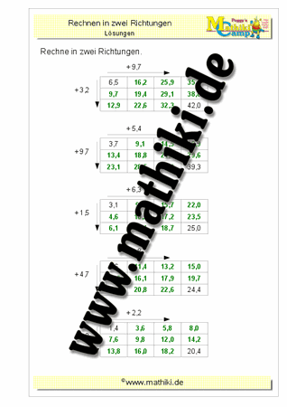 Rechnen in zwei Richtungen - ©2016, www.mathiki.de - Ihre Matheseite im Internet