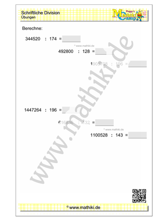 Schriftliche Division dreistellig ohne Rest (Klasse 5/6) - ©2022, www.mathiki.de