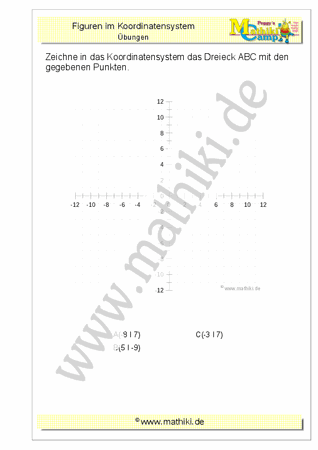 Figuren im Koordinatensystem (II) (Klasse 5/6) - 2019, www.mathiki.de