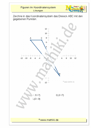 Figuren im Koordinatensystem (II) (Klasse 5/6) - 2019, www.mathiki.de