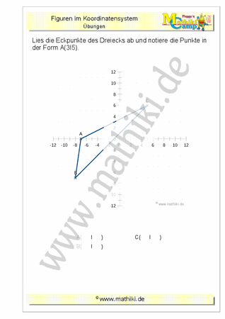 Figuren im Koordinatensystem (IV) (Klasse 5/6) - 2019, www.mathiki.de