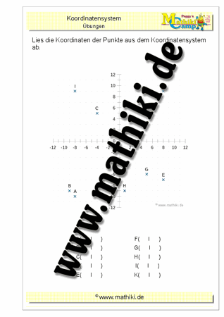 Punkte im Koordinatensystem (IV) - ©2011-2019, www.mathiki.de