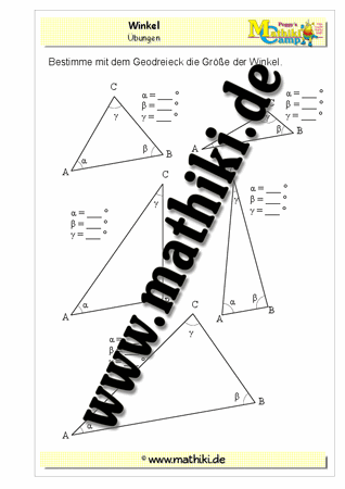 Winkel messen bei Dreiecken - ©2011-2016, www.mathiki.de - Ihre Matheseite im Internet