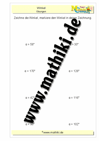 Winkel zeichnen - ©2011-2016, www.mathiki.de - Ihre Matheseite im Internet