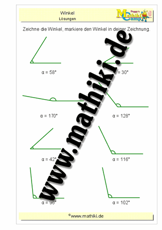 Winkel zeichnen - ©2011-2016, www.mathiki.de - Ihre Matheseite im Internet