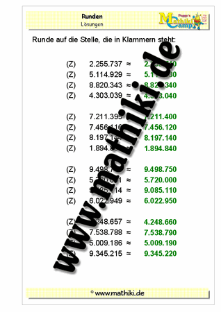 Runden bis 10 Millionen - ©2011-2016, www.mathiki.de - Ihre Matheseite im Internet