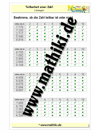 Teilbarkeit einer Zahl - ©2011-2016, www.mathiki.de - Ihre Matheseite im Internet