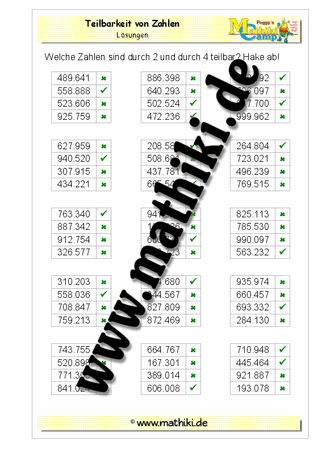 Teilbarkeit testen (zwei Zahlen mit UND verbunden) bis 1 Million - ©2011-2016, www.mathiki.de - Ihre Matheseite im Internet