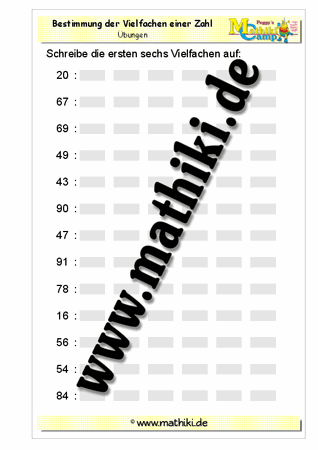 Die Vielfachen einer Zahl bestimmen - ©2011-2016, www.mathiki.de - Ihre Matheseite im Internet