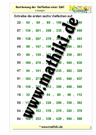 Die Vielfachen einer Zahl bestimmen - ©2011-2016, www.mathiki.de - Ihre Matheseite im Internet