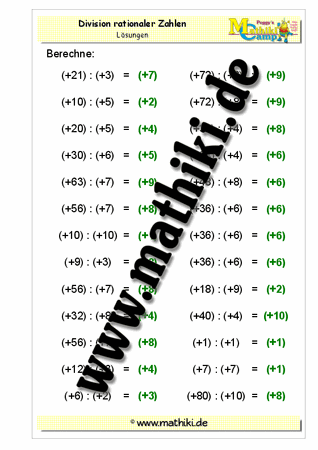 Ganze Zahlen: Division - ©2011-2016, www.mathiki.de - Ihre Matheseite im Internet