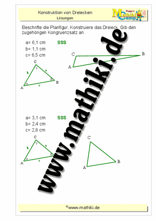 Dreiecke - Kongruenz - Mathe-Aufgaben und Online-Übungen