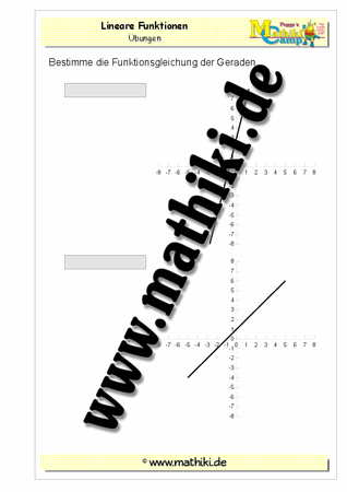 Lineare Funktionen bestimmen - ©2011-2016, www.mathiki.de - Ihre Matheseite im Internet