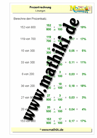 Prozentsatz berechnen - ©2011-2016, www.mathiki.de - Ihre Matheseite im Internet