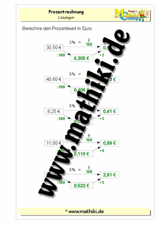 Prozentwert grafisch in Euro - ©2011-2016, www.mathiki.de - Ihre Matheseite im Internet