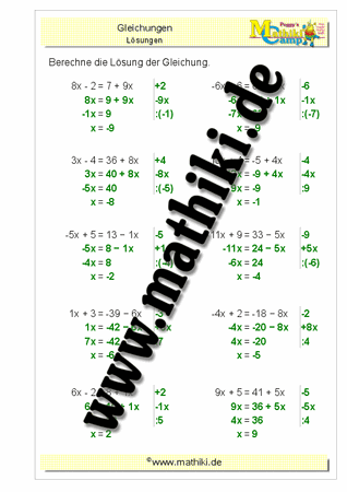 Gleichungen lösen (V) - ©2011-2019, www.mathiki.de