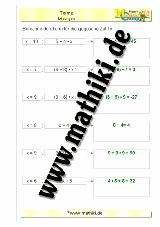 Terme berechnen (I) - ©2011-2019, www.mathiki.de