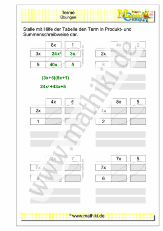 Terme umformen (III) (Klasse 7/8) - ©2020, www.mathiki.de