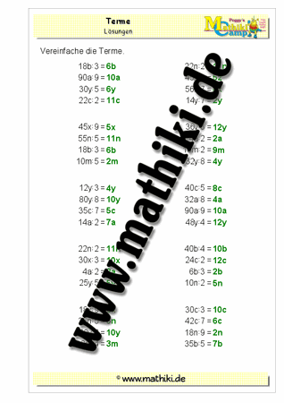 Terme vereinfachen (VIII) - ©2011-2019, www.mathiki.de