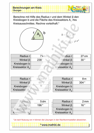 Kreisausschnitt berechnen (I) - ©2021, www.mathiki.de