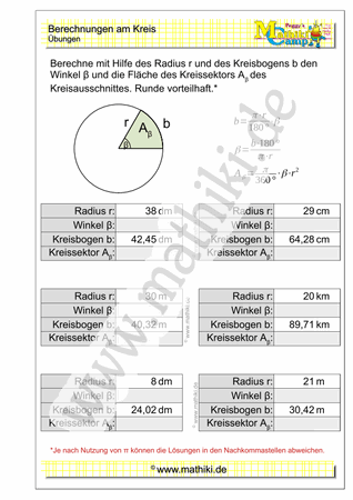 Kreisausschnitt berechnen (III) - ©2021, www.mathiki.de