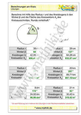 Kreisausschnitt berechnen (III) - ©2021, www.mathiki.de