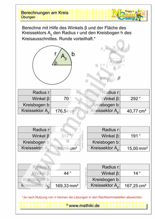Kreisausschnitt berechnen (IV) - ©2021, www.mathiki.de