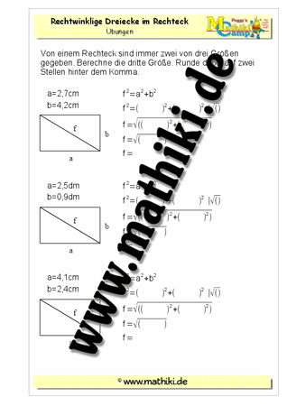 Pythagoras im Rechteck (II) - ©2011-2018, www.mathiki.de