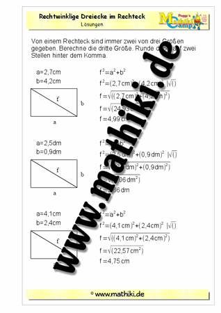 Pythagoras im Rechteck (II) - ©2011-2018, www.mathiki.de
