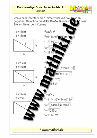 Pythagoras im Rechteck (III) - ©2011-2018, www.mathiki.de