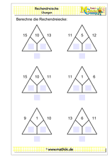 Rechendreiecke bis 20 (Klasse 1) - ©2019, www.mathiki.de