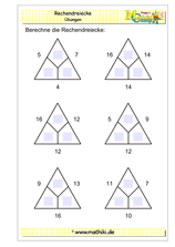 Rechendreiecke bis 20 (Klasse 1) - ©2019, www.mathiki.de