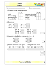 5. Klassenarbeit Mathe (Klasse 2) - ©2011-2019, www.mathiki.de