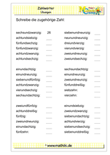 Zahlwörter bis 100 (Klasse 2) - ©2018, www.mathiki.de