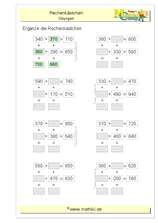 Rechengitter Addition bis 1000 (II) (Klasse 3) - ©2011-2020, www.mathiki.de