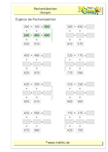 Rechengitter Addition bis 1000 (II) (Klasse 3) - ©2011-2020, www.mathiki.de