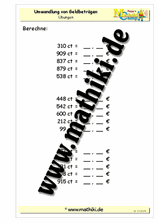 Geldbeträge umwandeln - ©2011-2019, www.mathiki.de