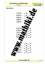 Geldbeträge umwandeln - ©2011-2019, www.mathiki.de