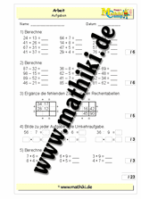 3. Klassenarbeit Mathe (Klasse 3) - ©2011-2019, www.mathiki.de