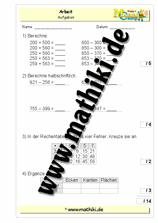 4. Klassenarbeit Mathe (Klasse 3) - ©2011-2019, www.mathiki.de