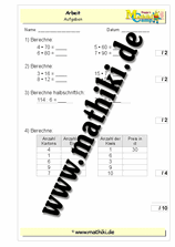 5. Klassenarbeit Mathe (Klasse 3) - ©2011-2019, www.mathiki.de