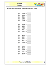 Runden auf Hunderter bis 1000 (I) (Klasse 3) Runden auf Hunderter bis 1000 (I) (Klasse 3) - ©2018, www.mathiki.de