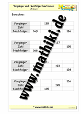 Vorgänger / Nachfolger bis 1000 - ©2011-2019, www.mathiki.de