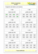 Zahlen vergleichen bis 1000 (II) (Klasse 3) - ©2011-2019, www.mathiki.de