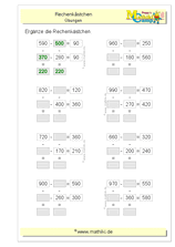 Rechengitter Subtraktion bis 1000 (II) (Klasse 3) - ©2011-2020, www.mathiki.de