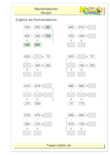 Rechengitter Subtraktion bis 1000 (II) (Klasse 3) - ©2011-2020, www.mathiki.de