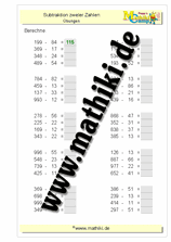 Subtraktion bis 1000 ohne Übergang (IV) - ©2011-2019, www.mathiki.de