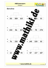 Zahlenmauer Addition bis 1000 - ©2011-2019, www.mathiki.de