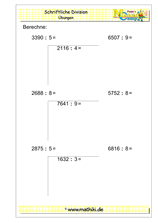 Schriftliche Division ohne Rest (Klasse 4) - ©2019, www.mathiki.de