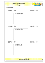 Schriftliche Division ohne Rest (Klasse 4) - ©2019, www.mathiki.de